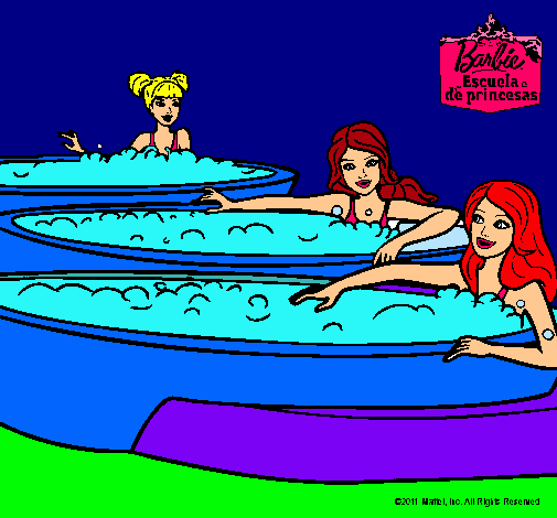 Barbie y sus amigas en el jacuzzi