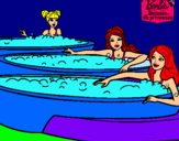 Dibujo Barbie y sus amigas en el jacuzzi pintado por chochete