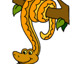 Dibujo Serpiente colgada de un árbol pintado por karlacvcr