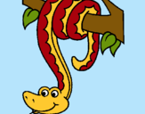 Dibujo Serpiente colgada de un árbol pintado por sepiente