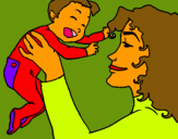 Dibujo Madre con su bebe pintado por enera3