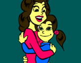Dibujo Madre e hija abrazadas pintado por sashenka