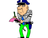 Dibujo Policía haciendo multas pintado por axelinnn