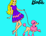 Dibujo Barbie paseando a su mascota pintado por clau8dia