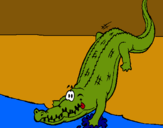 Dibujo Aligátor entrando al agua pintado por Lpvergara