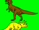 Dibujo Triceratops y tiranosaurios rex pintado por gabis