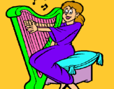Dibujo Mujer tocando la arpa pintado por ufyhuhjchuix