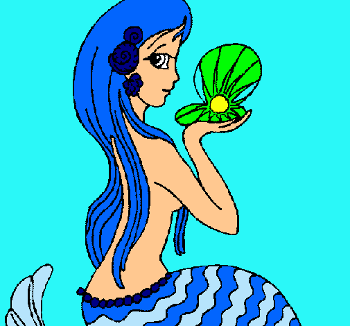 Dibujo Sirena y perla pintado por Natica 
