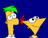 Dibujo Phineas y Ferb pintado por ianna