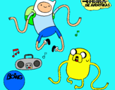 Dibujo Finn y Jake escuchando música pintado por nayla2