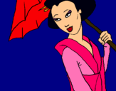 Dibujo Geisha con paraguas pintado por 1234566666