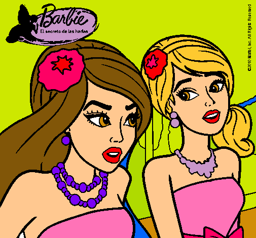 Dibujo Barbie y su amiga pintado por lufontana
