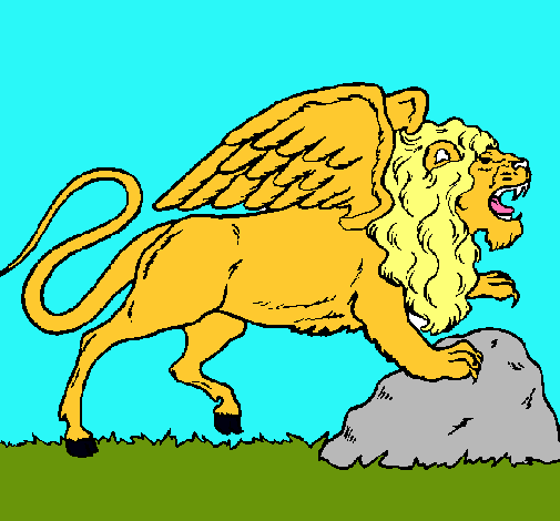 Dibujo León alado pintado por lgansito