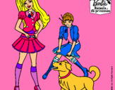 Dibujo Barbie con su perrito y una amiga pintado por FLORU