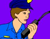 Dibujo Policía con el walkie pintado por NERTEA