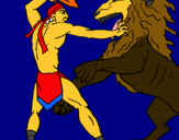 Dibujo Gladiador contra león pintado por alfonsi 