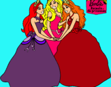 Dibujo Barbie y sus amigas princesas pintado por lamiamuoz