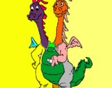 Dibujo Dragón con 2 cabezas pintado por gddt