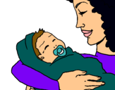 Dibujo Madre con su bebe II pintado por huhu