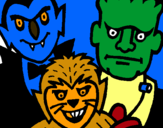 Dibujo Personajes Halloween pintado por luken