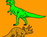 Dibujo Triceratops y tiranosaurios rex pintado por addiel