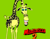 Dibujo Madagascar 2 Melman pintado por jirafa