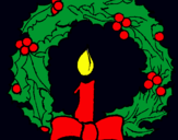Dibujo Corona de navidad y una vela pintado por 060744