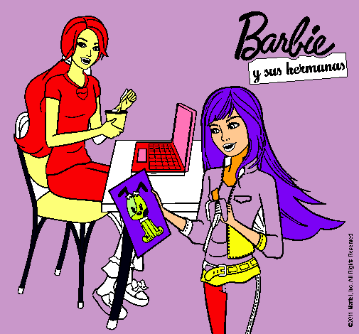 Barbie y su hermana merendando