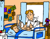 Dibujo Niño hospitalizado pintado por figo