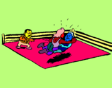 Dibujo Lucha en el ring pintado por pelea
