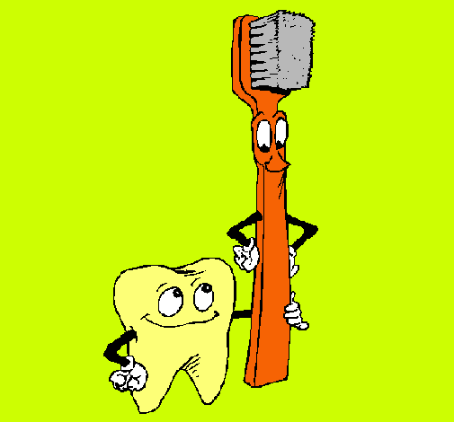 Dibujo Muela y cepillo de dientes pintado por lgansito
