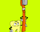 Dibujo Muela y cepillo de dientes pintado por lgansito