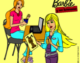 Dibujo Barbie y su hermana merendando pintado por hpna
