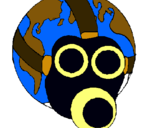 Dibujo Tierra con máscara de gas pintado por SASASAS