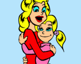 Dibujo Madre e hija abrazadas pintado por anadiamadre