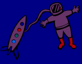 Dibujo Cohete y astronauta pintado por joaquin05