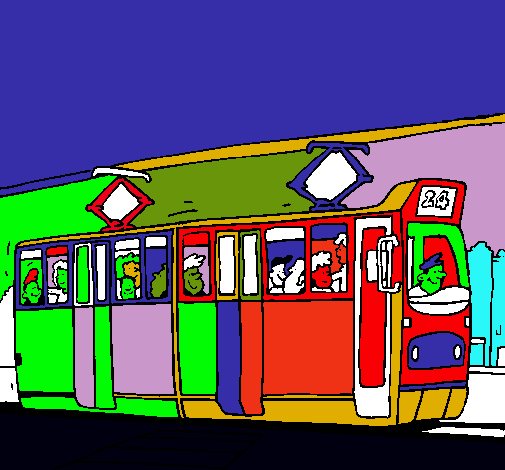 Dibujo Tranvía con pasajeros pintado por Brauliorex