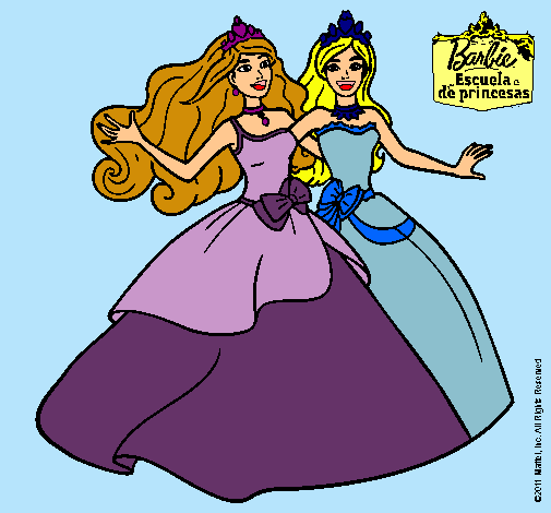 Dibujo Barbie y su amiga súper felices pintado por Alba2202