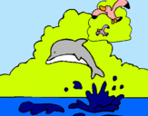 Dibujo Delfín y gaviota pintado por Delfindema