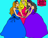 Dibujo Barbie y sus amigas princesas pintado por 89WE76Q498Q7