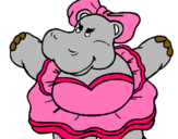 Dibujo Hipopótama con lazo pintado por elefanta