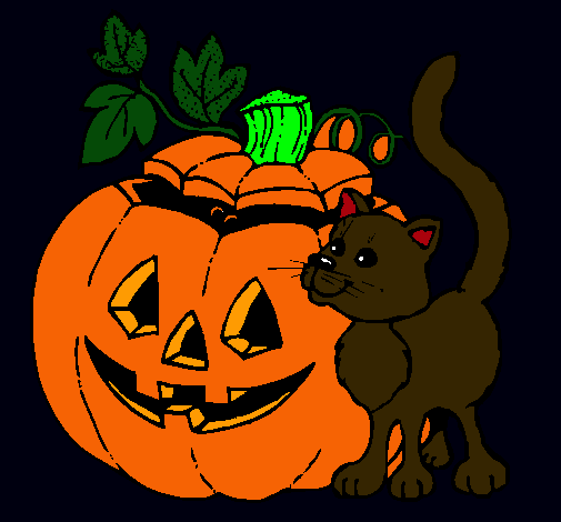 Calabaza y gato