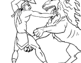 Dibujo Gladiador contra león pintado por JUMEX