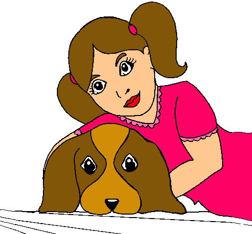 Dibujo Niña abrazando a su perro pintado por emilychui