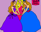 Dibujo Barbie y sus amigas princesas pintado por thaisanais12