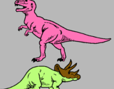Dibujo Triceratops y tiranosaurios rex pintado por alvi