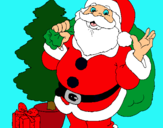 Dibujo Santa Claus y un árbol de navidad pintado por amalia