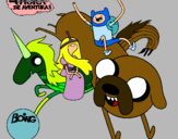 Dibujo Jake, Finn, la princesa Chicle y Lady Arco Iris pintado por Anita-Blue