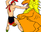 Dibujo Gladiador contra león pintado por fito16