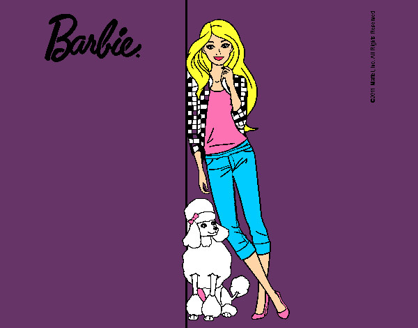 Dibujo Barbie con cazadora de cuadros pintado por kityflu15